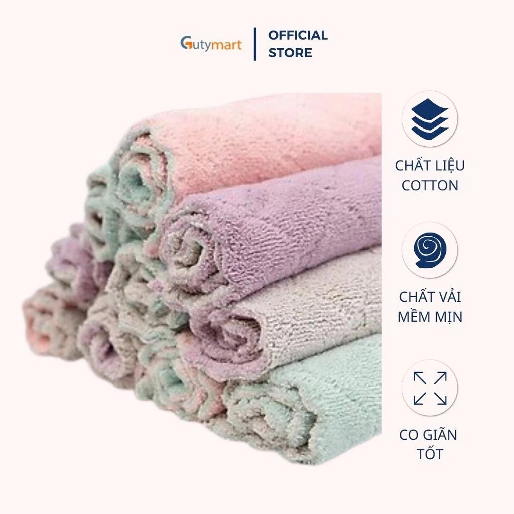 Combo 5 Khăn Lau Nhà Bếp Đa Năng Siêu Thấm Hút Bằng Vải Mịn Không Lo Trầy Xước Các Đồ Vật