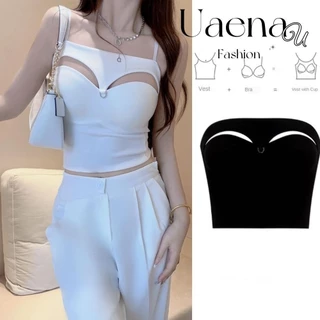 Uaenau Dây Đeo Gợi Cảm Tank Top, Lớp Bên Trong Thoáng Khí Quấn Ngực Đáy, Nylon Hợp Thời Trang Mềm Mại Với Miếng Lót Ngực Không Tay Crop Top Làm Đẹp