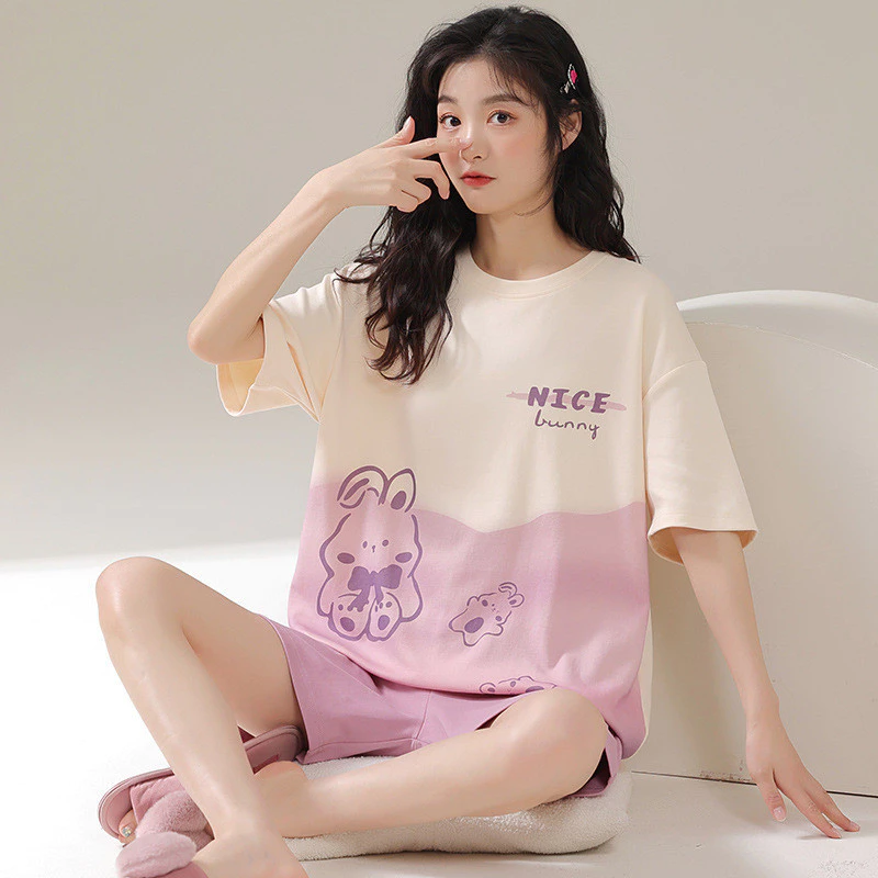 Bộ ngủ mặc nhà Mùa Hè quần đùi áo cộc cute dễ thương chất cotton thun cao cấp nhiều mẫu nhiều size