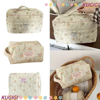 Túi Đựng Mỹ Phẩm KUGIGI Cỡ Lớn Bằng Cotton Đa Năng In Họa Tiết Hoa Xinh Xắn Cho Nữ