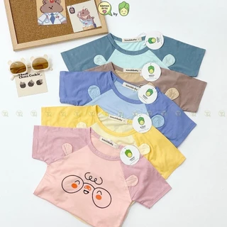 Bộ Cộc Tay Cho Bé Trai, Bé Gái KIMCHIBABY Vải Cotton Lụa Hoạ Tiết Tai Thú 3D, Đồ Bộ Cho Bé Mặc Nhà KW2202