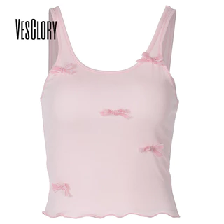 Vesglory Nữ Slim Fit Vest 2024 Thời Trang Mới Nơ Mở Nút Thường Ngày Đa Năng Camisole