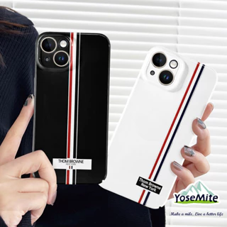 ốp iPhone Thời trang đơn giản TB sọc đen trắng trường hợp THOM BROWNE Ốp lưng iPhone cho 14 XR 13 11 12 Pro Max 8 7 6 6S Plus X Xs Max Se 2020 13 12 11 Ốp Mềm TPU Bóng Bảo Vệ Chống Sốc Camera