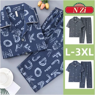 Bộ Đồ Ngủ Nam Cotton Plus Kích Thước Bộ Đồ Ngủ Tay Ngắn Quần Áo Ngủ Người Mùa Hè Phiên Bản Hàn Quốc Đơn Giản Phong Cách Thường Ngày Loungewear L-3XL