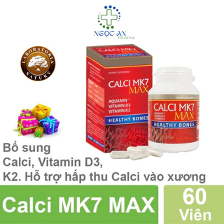 Calci MK7 Max Canxi tảo đỏ Giúp bổ sung canxi Vitamin d3 k2 cho bà bầu Tăng chiều cao cho bé Lọ 60 Viên