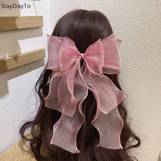 DayDayTo Elegant Bow Ribbon Hair Clip Solid Spring Clip Hair Pin Retro With Clips Girls Hair Accessories VN