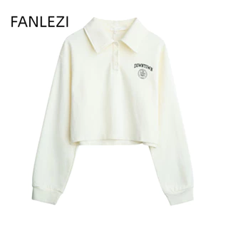  FANLEZI thun áo áo polo nữ Thể thao Vintage Cute hàn quốc S071113 4Z240127