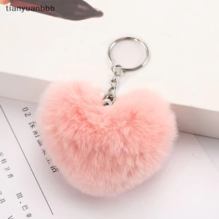 Tianyuanbbb 8CM Lông Tơ pompom Móc Khóa Quà Tặng Cho Nữ Hình Trái Tim Mềm Pompon Thỏ Giả Móc Chìa Khóa Bóng Túi Xe Phụ Kiện Vòng Chìa Khóa Tốt