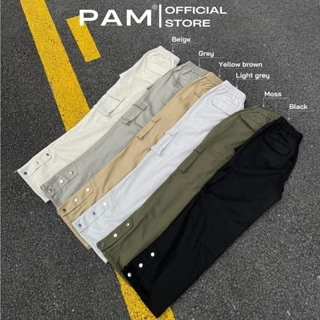 Quần Cargo Pant form suông Kaki 350gsm PAMSTUDIO , Cạp Cao , Túi Hộp , Phong Cách Street Wear L42