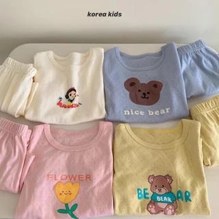 Trẻ Em Cotton Mặc Ở Nhà Bé Trai Và Bé Gái Thẻ Bộ Đồ Ngủ Tay Ngắn Phù Hợp Với Quần Áo Điều Hòa Không Khí Cho Bé