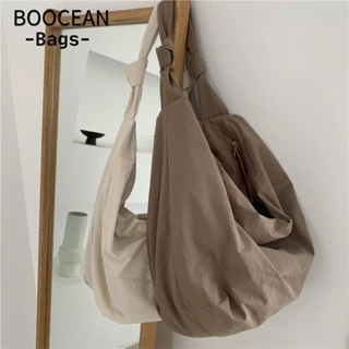 BOOCEAN Túi đựng bánh bao, Túi xách nữ Nylon dung tích lớn, Túi đeo vai chéo màu trơn nhẹ cho bé gái