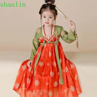 Shanlin Trẻ Em Trung Quốc Bé Gái Hanfu, Nhà Đường Hiệu Suất Cosplay Trẻ Em Trung Quốc Bé Gái Cổ Đầm, Trang Phục Cổ Polyester Trẻ Em Bé Gái Trang Phục Cổ