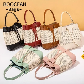 BOOCEAN Túi Xô Dệt, Túi Đeo Vai PU Boho, Ví Nữ Màu Đen Trắng Đỏ Thời Trang Nữ