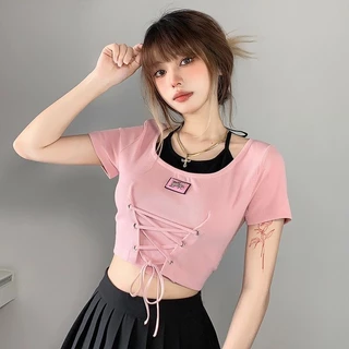 Croptop Top Mùa Hè Ngắn Nhóm Cô Gái Ngọt Cay jazz Top Nữ jazz Thiết Kế Khiêu Vũ Cảm Thấy Cô Gái Nóng Chơi Bài Hát Phù Hợp Với Áo Thun Tay Ngắn Màu Hồng