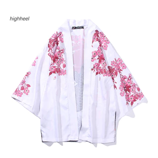 [Hàng có sẵn] Áo khoác Cardigan nam Chép mở 3 / 4 tay mềm mại dáng rộng vừa vặn Áo sơ mi Kimono Yukata