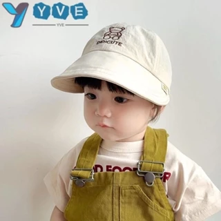 Mũ trẻ em YVE, Mũ che nắng bằng Cotton có thể điều chỉnh, Vành lớn màu trơn bé trai bé gái Bonnet cho bé mùa hè