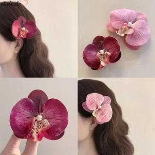 Okdeals Nơ Kẹp Tóc Hoa, Phalaenopsis Kẹp Tóc Mỏ Vịt Kẹp Tóc Bướm Phong Lan, Kẹp Bên Phụ Kiện Tóc