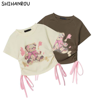 SHIHANROU áo phông áo thun nữ croptop baby tee Cổ điển hàn quốc Trendy Fashion WTX2420A5K 8Z240223