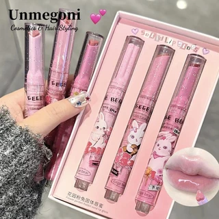 Unmegoni Set 3 Son Bóng Hiệu Ứng Gương Dưỡng Ẩm Thiết Kế Vỏ Trái Tim Xinh Xắn