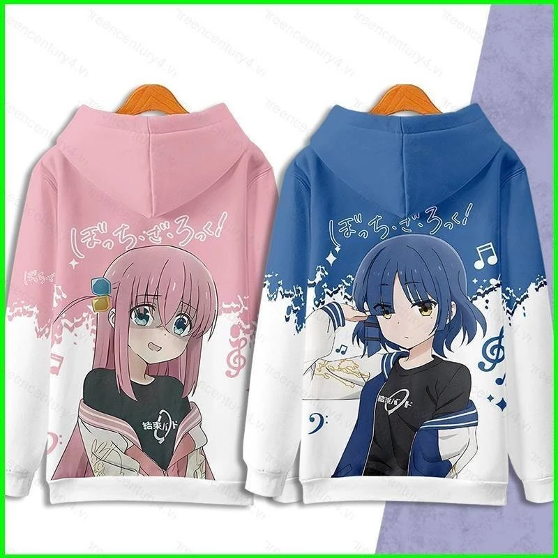 [Doly] Bocchi The Rock Áo Khoác Anime Dài Tay Top Unisex Cosplay 3D Áo Chui Đầu Thời Trang Gotou Hitori Ikuy Ove