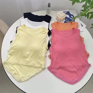 Áo Vest Thời Trang Mới Phong Cách Hàn Quốc Áo Tank Top Có Miếng Lót Nữ Không Tay Áo Đeo Bên Ngoài Slim Fit