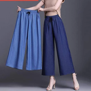 Quần jean giấy dài ống rộng, Quần Jean giấy ống rộng lưng cao phong cách phong cách Hàn quốc size 42-65 kg