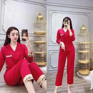 Set Đồ Bộ Pyjama Nữ Chữ Ký Tiểu Thư Chất Liệu Lụa Kate Cao Cấp Thoáng Mát Siêu Rẻ Đồ Bộ Mặc Nhà Xưởng May Trang Linh