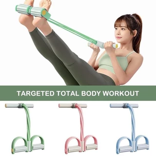 Dụng Cụ Căng Bàn Đạp Ngồi Lên Cầm Tay ,Dụng Cụ Dây Tập Bụng Cao Su Tập Gym , dây kéo tập bụngKháng Lực 4 Ống Cao Su