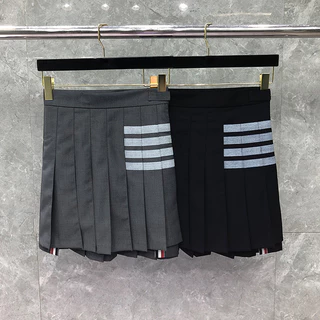 B4YY Thom Browne Pleated Skirt2020New Preppy Style Short SkirtALine Skirt High Waist Skirt