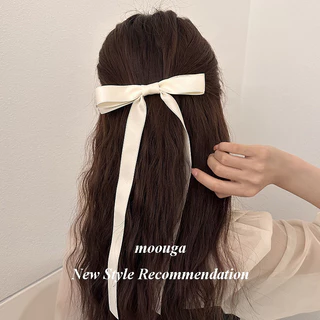 Moouga / Phong Cách Hàn Quốc Cổ Tích Ngọt Đen Trắng Nơ Tóc Hai Lớp Mùa Xuân Kẹp Streamer Top Clip Bên Kẹp Phụ Kiện Tóc Mori Mùa Hè