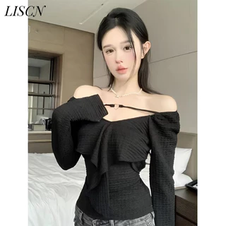 LISCN áo phông áo thun nữ croptop baby tee Minimalist Thời trang Xu hướng Hàn Phong WTX2420ASP 9Z240302