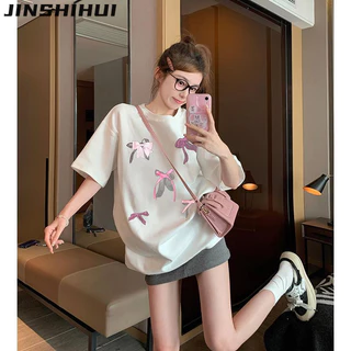 JINSHIHUI áo phông áo thun nữ croptop baby tee Popular hàn quốc Cổ điển Casual WTX2430AVU 11Z240314