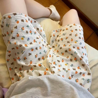 Bong Bóng Cotton Đi Bộ Quần Cong Hoạt Hình Pyjama Quần Nữ Mùa Hè Mỏng Phong Cách Nhà Quần Lười Thường Ngày Có Thể Mặc Bên Ngoài Nhà Quần Short