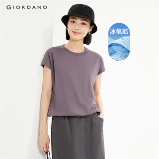 GIORDANO WOMEN Ice cooling elastic hem cap sleeve tee 13324232