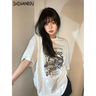 SHIHANROU áo phông áo thun nữ croptop baby tee Cute Thể thao xu hướng Đơn giản WTX2410NHC 4Z240124