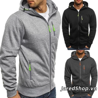 Áo Khoác Hoodie Cổ Lọ Tay Dài Có Khóa Kéo Giữ Ấm Thời Trang Cho Nam