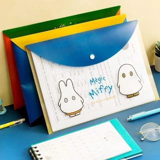 M&G MIFFY Túi Tài Liệu A4 Nút Túi Kết Hợp Gói Lưu Trữ Túi Chụp Thông Tin Tài Liệu Sắp Xếp Túi Bảo Quản 3 Chiếc MG