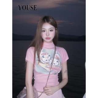 YOUSE áo phông áo thun nữ croptop baby tee Xu hướng Trendy Phong cách Comfortable WCS2430IJT 12Z240321