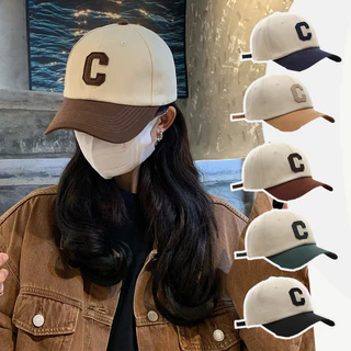 Chữ C Thêu Chắp Vá Mũ Bóng Chày Cotton Mềm Ngoài Trời Mũ Chống Nắng Người Phụ Nữ Snapback Bố Trucker Mũ Unisex Dạo Phố