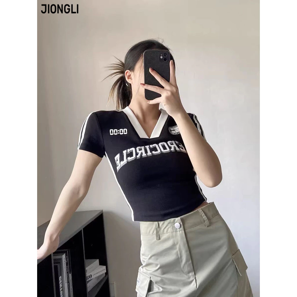 JIONGLI áo phông áo thun nữ croptop baby tee Xu hướng INS Minimalist Trendy WTX2420CWK 9Z240227