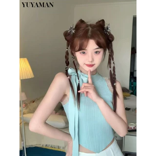 YUYAMAN áo croptop Áo 2 dây áo ba lỗ Thời trang hàn quốc trendy nhí nhảnh Fashion phong cách WBX2430KW2 12Z240321