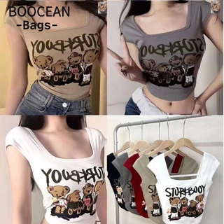 Crop Cami Tops, Bear Graphic Ngực Pad Tank Tops, Đa Năng Slim Fit Scoop Cổ Backless Không Tay Mùa Hè