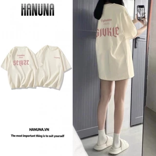 HANUNA  Local brand áo thun phông form rộng 100% cotton BIG SIZE Áo thun ngắn tay in hình dáng rộng cho nữ
