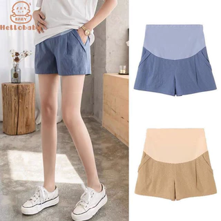 Quần bà bầu Hellobaby, quần short mùa hè, mặc ngoài thời trang Quần legging dáng rộng thông thường quần ba phần tư trang phục bà bầu phong cách mùa hè