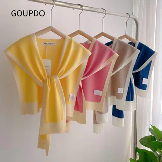 GOUPDO Cổ Giả, Áo Đeo Vai Giữ Ấm Khăn Choàng Dệt Kim, Dây Buộc Ren Màu Trơn Cổ Có Thể Tháo Rời Unisex