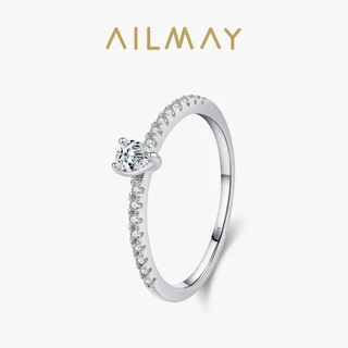 Ailmay Bạc 925 Sang Trọng Giọt Nước Zirconia Nhẫn Cưới Cho Nữ Cưới Đính Hôn Mỹ Nữ Món Quà Trang Sức