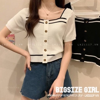 Áo thun Bigsize Áo dệt kim nữ lụa lạnh croptop tay ngắn cổ vuông mùa hè Phong cách Hàn Quốc Thời Trang đẹp