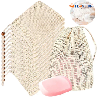 Túi Lưới Cotton Dây Rút Đựng Xà Phòng Tiết Kiệm Không Gian Có Thể Tái Sử Dụng Cho Nhà Tắm