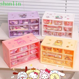 Shanlin 6 Lưới Hộp Bảo Quản, Hộp Phân Loại Máy Tính Để Bàn Hoạt Hình Bằng Nhựa, Kawaii Kuromi Cinnamoroll My Melody Ngăn Kéo Hộp Sắp Xếp Vật Thể Nhỏ