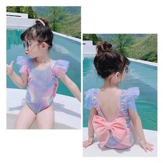 Bikini cầu vồng kèm nơ cho bé gái BKNCV